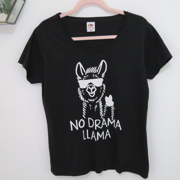 Fruit of the Loom Tops - No Drama Llama Black Llama T-Shirt XL